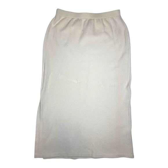 St John Evening Knit Cream Multi Shimmer Jacket Zip Front Skirt Suit Size 10 12 - Picture 13 of 16